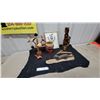Image 1 : Carved Wooden Bird Sculpture, Ceramic Totem Pole Decanter, Nemadji Vase, and More
