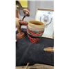 Image 4 : Carved Wooden Bird Sculpture, Ceramic Totem Pole Decanter, Nemadji Vase, and More