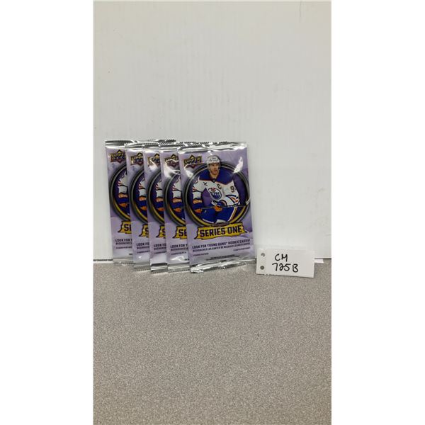 5 Unopened 2025-26 Series 1 Hockey Packs