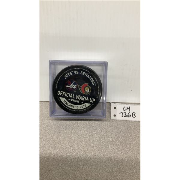 Official Winnipeg Jets vs Ottawa Senators Warm up Puck