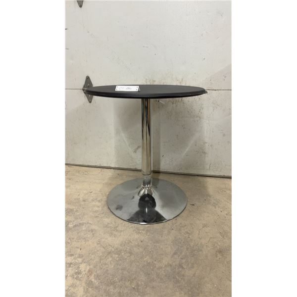 Adjustable Height Round Pedestal Table with Black Top and Chrome Base 26 x 24"