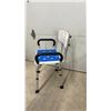 Image 2 : Medical Shower Chair with Armrests, Round Bath Stool, and Carex Rollator Walker