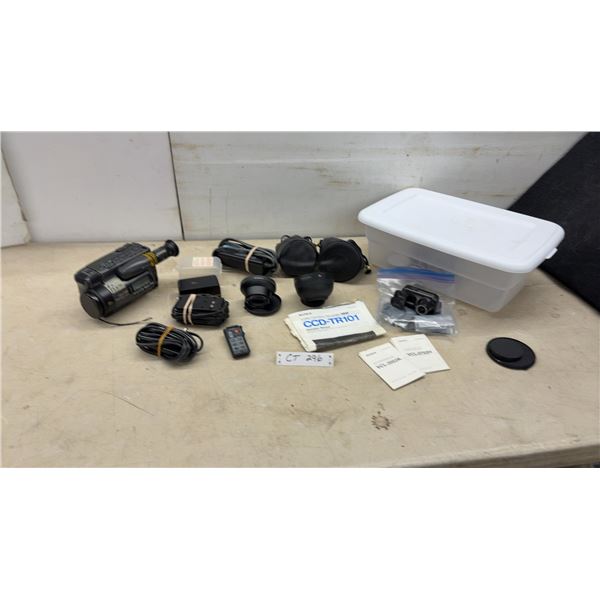 Sony CCD-TR101 Hi8 Handycam Video Camera Recorder with Lenses, Battery, Charger, 12V Converter