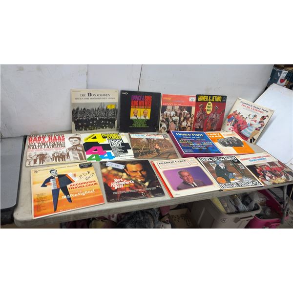 Box of Vinyl Lp Records Including Polka, Dance, and Accordion Music