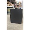 Image 2 : Black Tv Stand with Two Frosted Glass Front Drawers and Open Shelf Storage 21 x 47 1/2 x 16 1/4"
