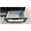Image 3 : Black Tv Stand with Two Frosted Glass Front Drawers and Open Shelf Storage 21 x 47 1/2 x 16 1/4"