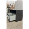 Image 4 : Black Tv Stand with Two Frosted Glass Front Drawers and Open Shelf Storage 21 x 47 1/2 x 16 1/4"