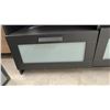 Image 6 : Black Tv Stand with Two Frosted Glass Front Drawers and Open Shelf Storage 21 x 47 1/2 x 16 1/4"
