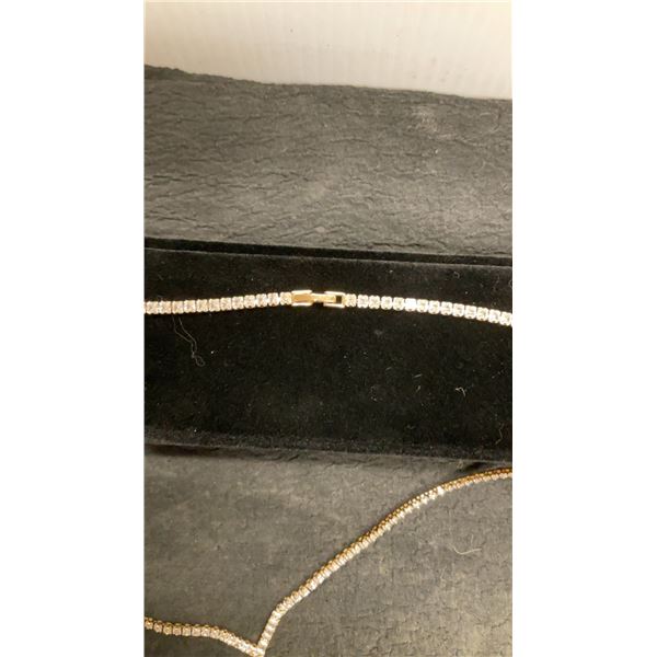 18K Gold Plated 2.5mm Princess Cut Simulated Diamond Cubic Zirconia Tennis Necklace, 18" Long
