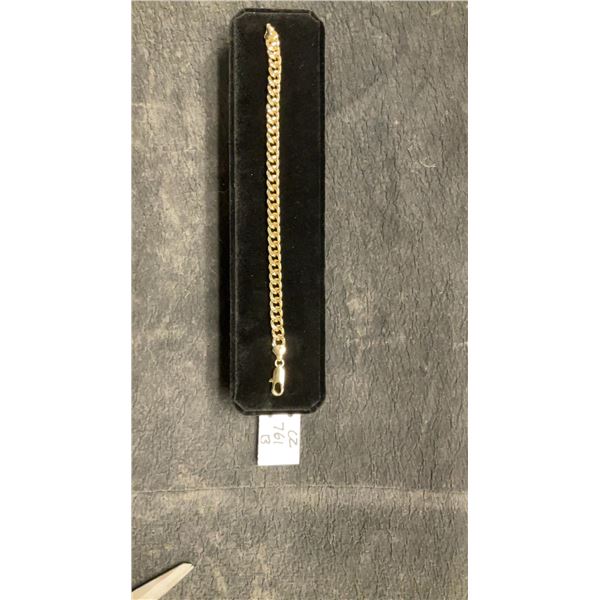 14K Gold Plated 8mm Cuban Link Bracelet, 8" Long