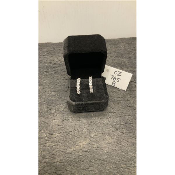 Platinum Plated 2.2 Carat Simulated Diamond Cubic Zirconia Huggie Earrings