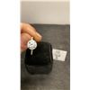 Image 5 : 925 Sterling Silver, White Gold Overlay, 1.0 Carat Simulated Diamond Halo Ring with White Gold