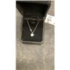 Image 1 : 925 Sterling Silver 1.5 Carat Heart Cut CZ Solitaire Necklace with White Gold Overlay, 16"-18"