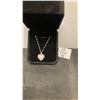 Image 1 : Platinum Plated 20mm Simulated Diamond Heart Locket Necklace with 7mm Synthetic Pearl, 16"-18"