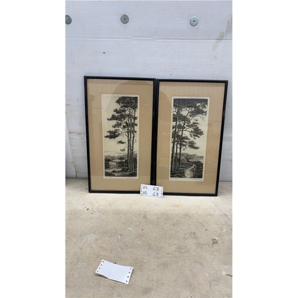 Harold Thornton Etchings, "Lyme Regis" and "Devon Coast," Pair of Framed Landscape Prints