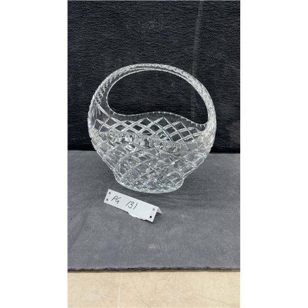 Bohemia Lead Crystal Basket with Diamond Cut Pattern, 10 x 10"