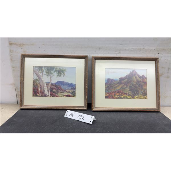 Two Albert Namatjira (1902-1959) Australian Landscape Prints in 8 x 10" Matching Frames