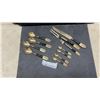 Image 1 : Lot of 11 Mid-Century 1950s Nickel Bronze Wood Handle Siam Thailand Flatware