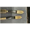 Image 3 : Lot of 11 Mid-Century 1950s Nickel Bronze Wood Handle Siam Thailand Flatware