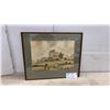 Image 1 : Vintage Watercolor Farm Scene Painting, Framed 16 x 20