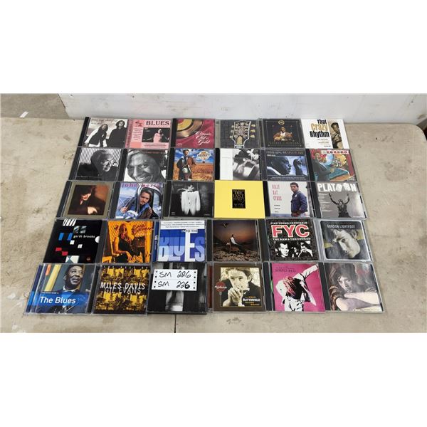 Collection of 30 Blues, Jazz, and Country Music CDs Including Miles Davis and More