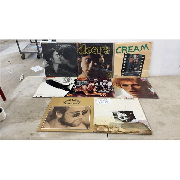 Collection of Classic Rock Vinyl Records Including LED Zeppelin, David Bowie, the Doors, and More