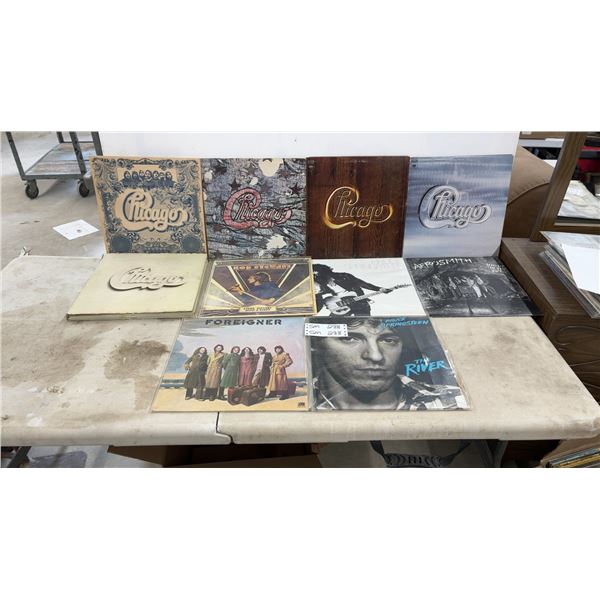 Chicago, Bruce Springsteen, Rod Stewart, Foreigner, and Aerosmith Vinyl Record Albums