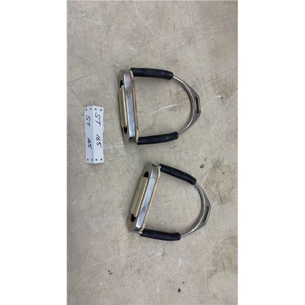 Pair of Stainless Steel Flexible Safety Stirrups with Rubber Grips and Textured Pads