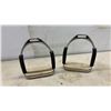 Image 2 : Pair of Stainless Steel Flexible Safety Stirrups with Rubber Grips and Textured Pads