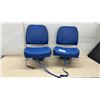 Image 1 : Pair of Blue Vinyl Folding Boat Seats with Stainless Steel Clamp Mounting Bases