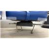 Image 2 : Pair of Blue Vinyl Folding Boat Seats with Stainless Steel Clamp Mounting Bases