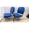 Image 7 : Pair of Blue Vinyl Folding Boat Seats with Stainless Steel Clamp Mounting Bases