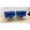 Image 8 : Pair of Blue Vinyl Folding Boat Seats with Stainless Steel Clamp Mounting Bases
