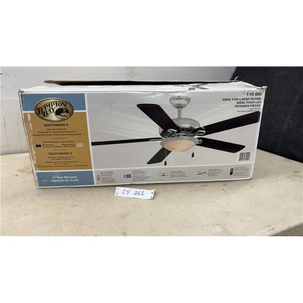 New Hampton Bay Southwind V 52" Indoor Ceiling Fan with Light Kit, Brushed Nickel