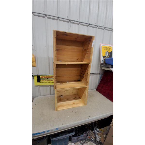 Three Stackable Wooden Storage Crates12 X 16 x 24"
