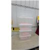 Image 1 : Four Clear Plastic Storage Bins with Lids and Manitoba Literature Contents