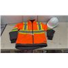 Image 1 : Terra Hi-Vis Freezer Jacket Size Small with White Hard Hat