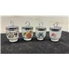 Image 6 : Six Royal Worcester Porcelain Egg Coddlers with Chrome Lids and Recipe Booklet