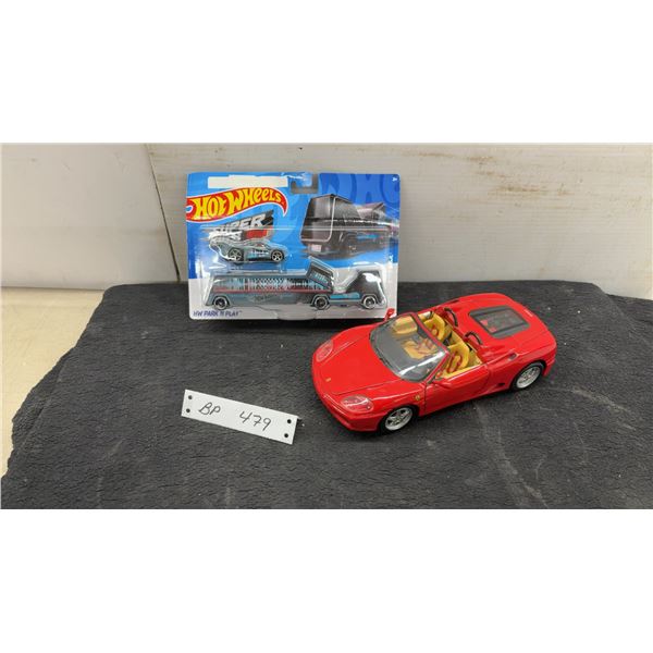Hot Wheels Super Rigs Park 'N Play Set and 1:18 Scale Ferrari 360 Spider Diecast
