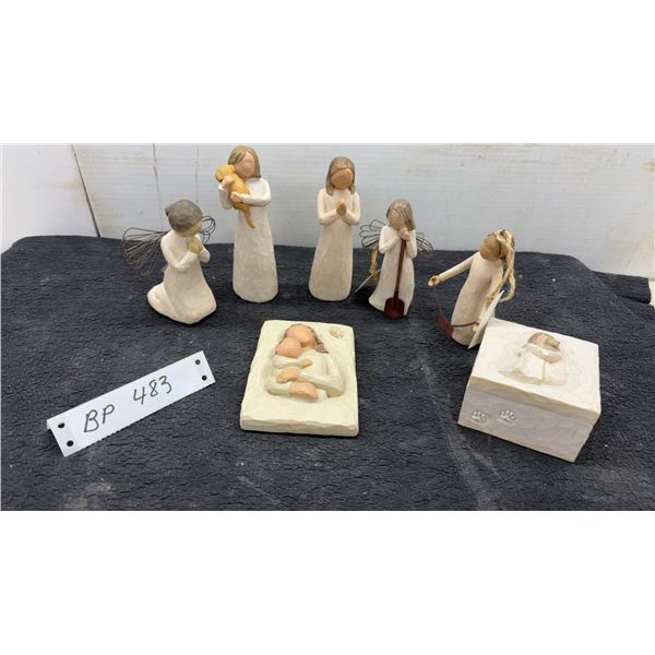 Willow Tree Figurines Collection Including Angels and Keepsake Box, Seven Pieces