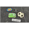 Image 1 : Four Belt Buckles: Golf, Soccer, Dodge, and Pootie Tang