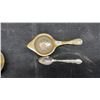 Image 3 : English Pewter Mustard Pot, Cobalt Glass Salt Cellars, Brass Tea Strainer, and More