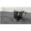 Image 8 : English Pewter Mustard Pot, Cobalt Glass Salt Cellars, Brass Tea Strainer, and More