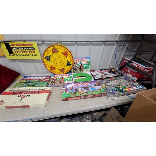 Board Game Lot Including Monopoly, Chinese Checkers, Mission Command, NASCAR, and More