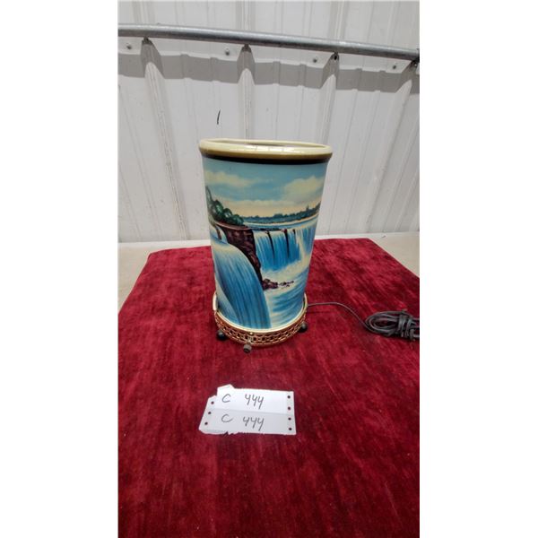 Vintage Niagara Falls Motion Lamp with Brass-Tone Base 1955