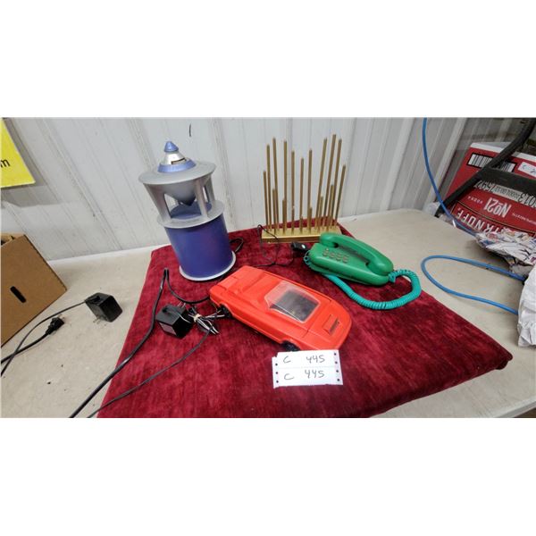 Electrohome Radio, Green Telephone, Electric Candelabra, Car Rewinder