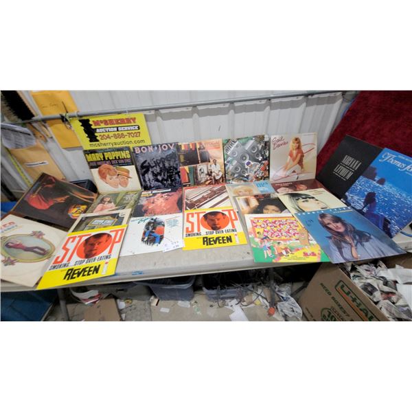Collection of 30 plus Vinyl Lp Records Including Bon Jovi, Mary Poppins, Neil Diamond, and More