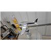 Image 3 : Art Deco Chrome Airplane Ashtray Stand with Slag Glass Accent Plane Needs Fastening