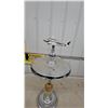 Image 4 : Art Deco Chrome Airplane Ashtray Stand with Slag Glass Accent Plane Needs Fastening