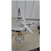 Image 8 : Art Deco Chrome Airplane Ashtray Stand with Slag Glass Accent Plane Needs Fastening